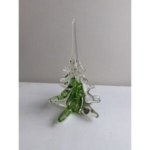 VTG FM Konstglas Ronneby Sweden Green & Clear Crystal Christmas Tree Sculpture